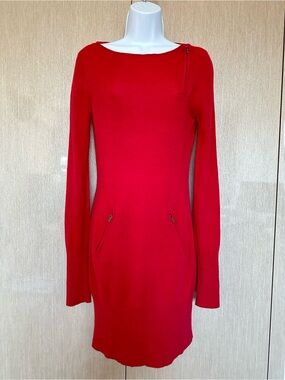 BCBGMAXAZRIA Runway 100% Cashmere Fuchsia Hot Pink Sweater Dress